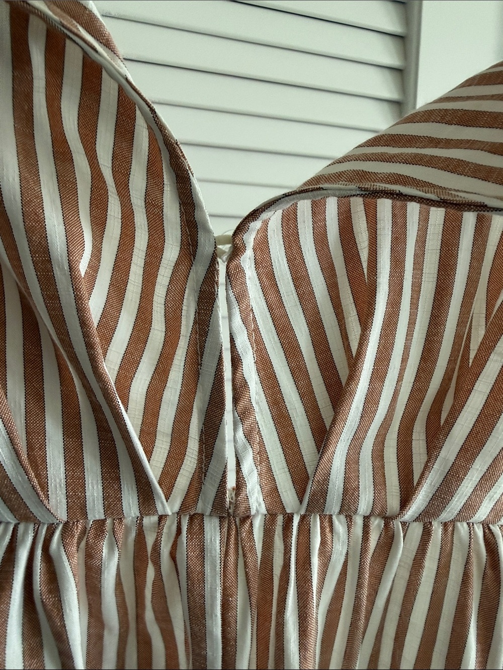 Aakaa White Tan Stripe Backless Halter Maxi Dress S - Picture 6 of 7